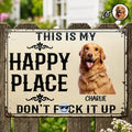 Custom Photo Cartoon Portrait This Is My Happy Place Don't Mess It Up - Personalized Classic Metal Signs