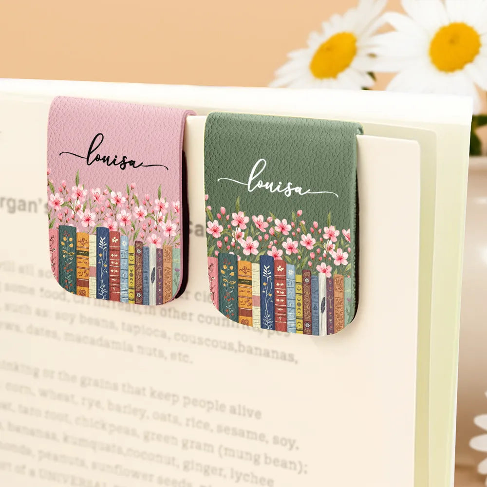 Reading Birth Month Flowers Keepsake - Personalized Leather Magnetic Bookmark