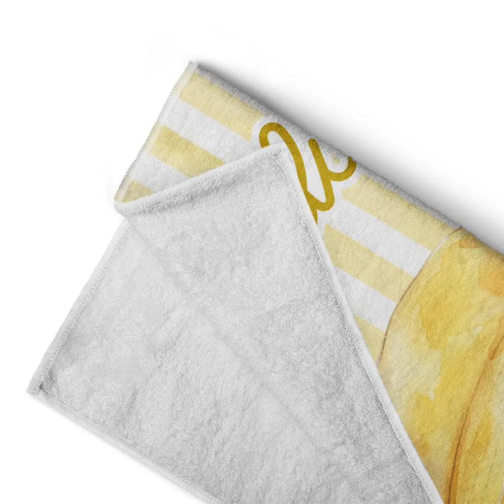 Custom Photo Watercolor Pet With Summer Accessories Pet Portrait Summer Vibe - Personalized Beach Towel