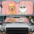 Custom Photo Watercolor Pet With Summer Accessories Pet Portrait - Personalized Auto Sunshade