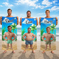 Custom Photo 3D Swimsuit Funny On Beach - Personalized Beach Towel