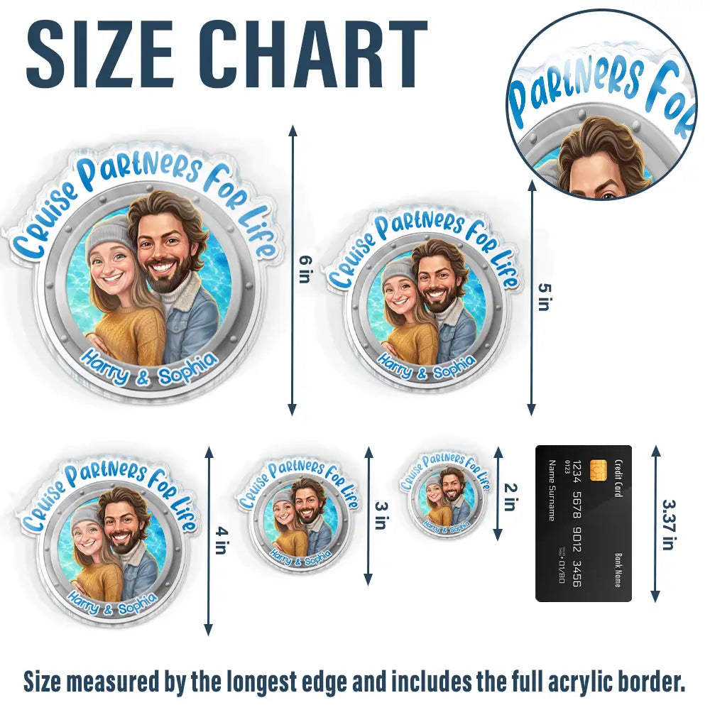 Custom Photo Caricature Cruise Partners For Life - Personalized Acrylic Magnet