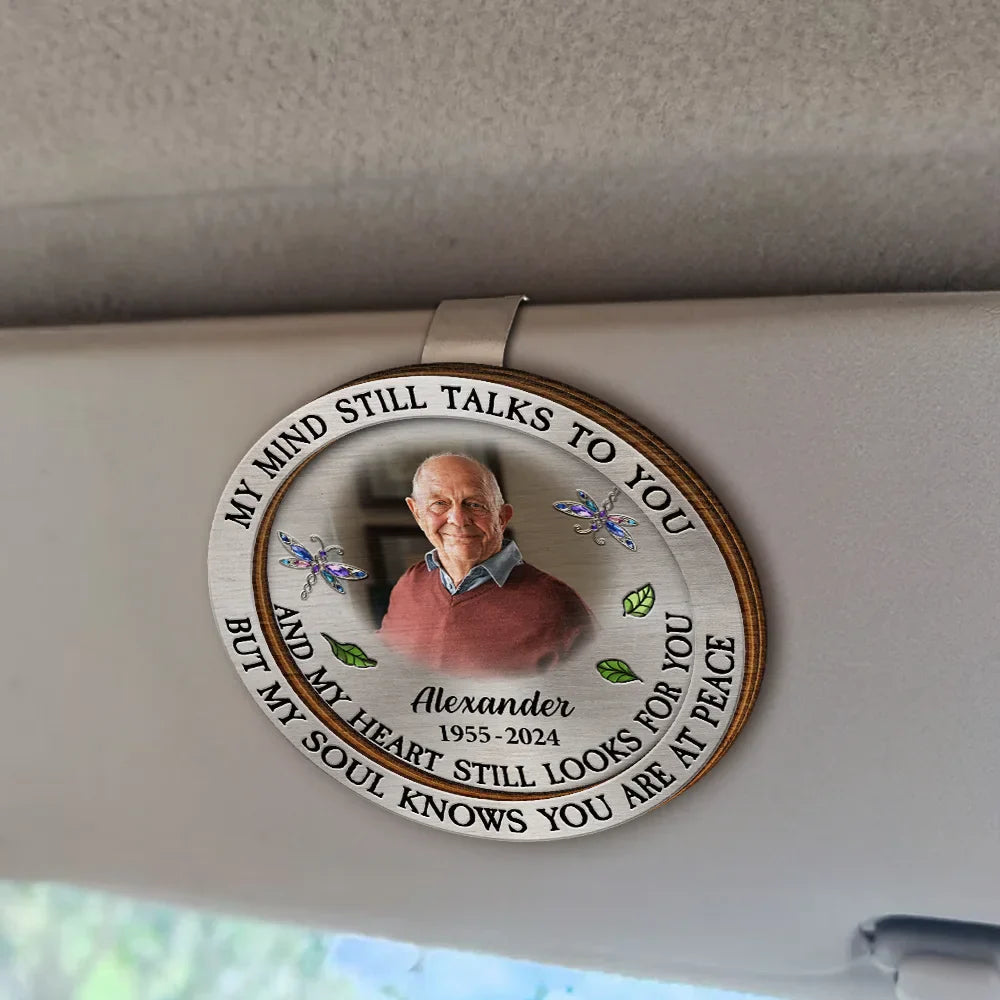 Custom Photo Memorial My Mind Still Talks To You - Personalized Custom Shaped Car Visor Clip