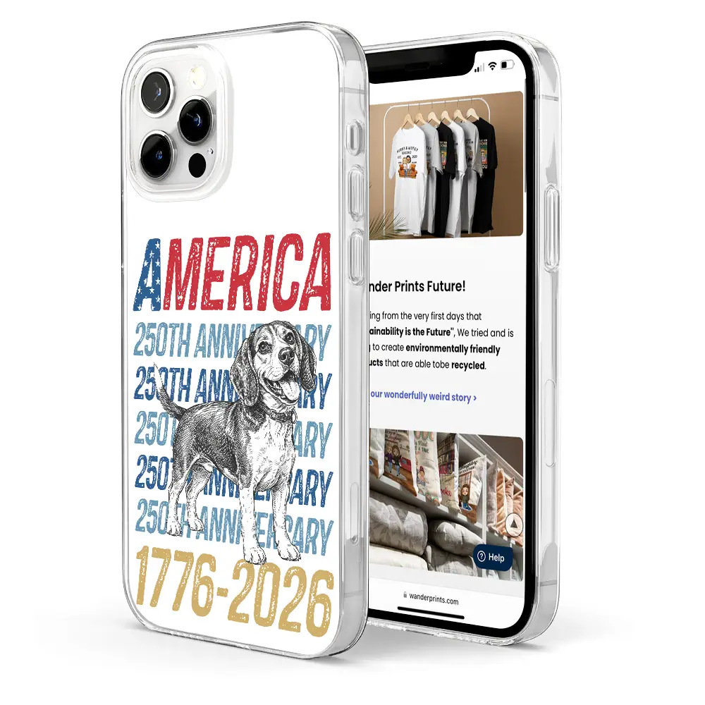 Custom Photo Pencil Sketch Art Dog Cat America 250th Anniversary - Personalized Clear Phone Case