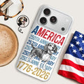 Custom Photo Pencil Sketch Art Dog Cat America 250th Anniversary - Personalized Clear Phone Case
