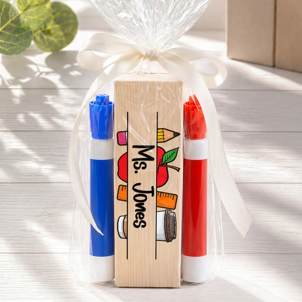 Teach Love Inspire Custom Teacher's Name - Personalized Whiteboard Eraser & Marker Set