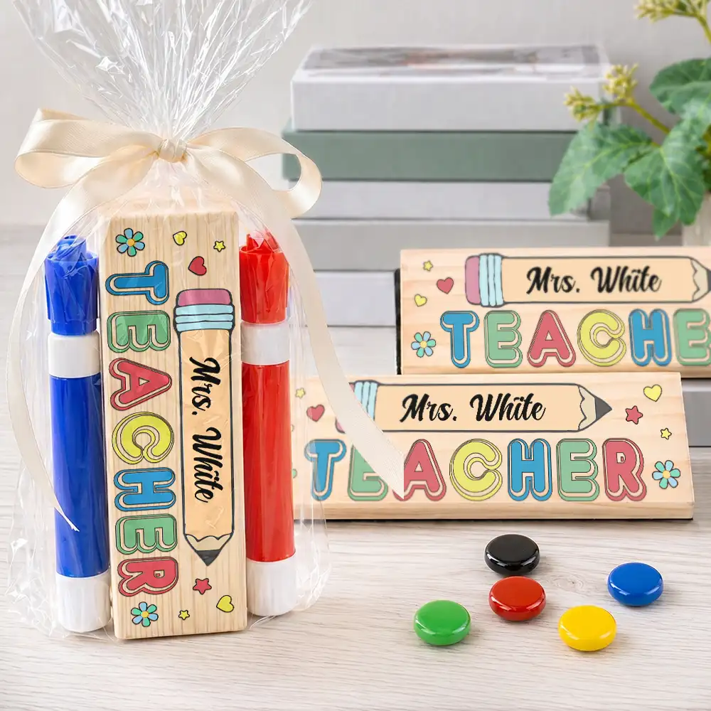 Teach Love Inspire Custom Teacher's Name - Personalized Whiteboard Eraser & Marker Set