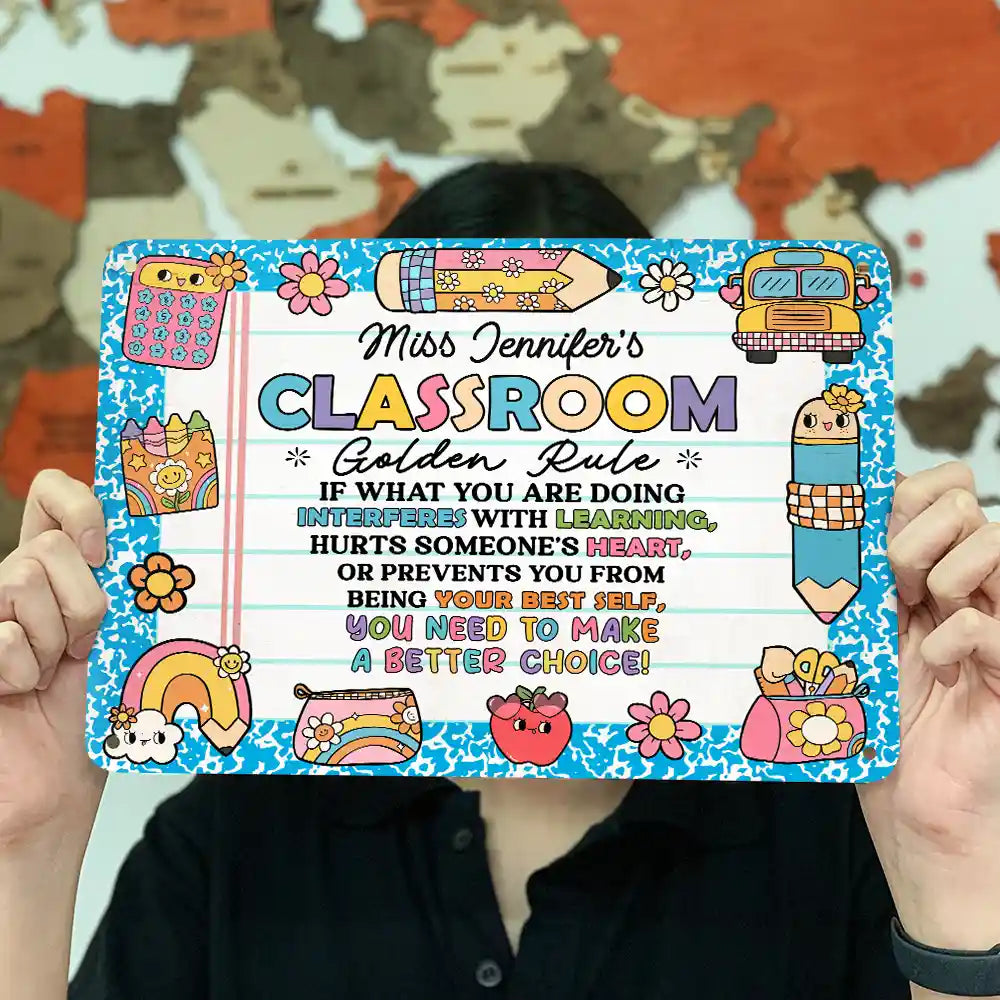 Teacher Classroom Golden Rule - Personalized Classic Metal Signs