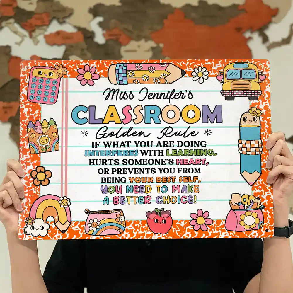 Teacher Classroom Golden Rule - Personalized Classic Metal Signs