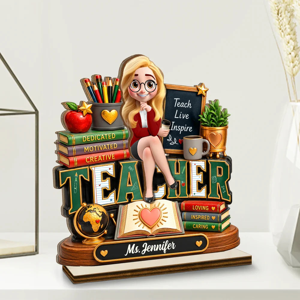 Teacher Is Dedicated Motivated And Loving - Personalized Custom Shaped 2-Layered Wooden Plaque