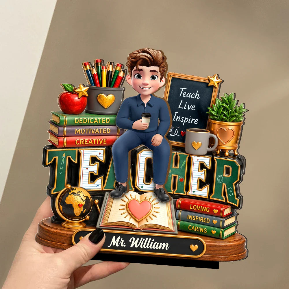 Teacher Is Dedicated Motivated And Loving - Personalized Custom Shaped 2-Layered Wooden Plaque