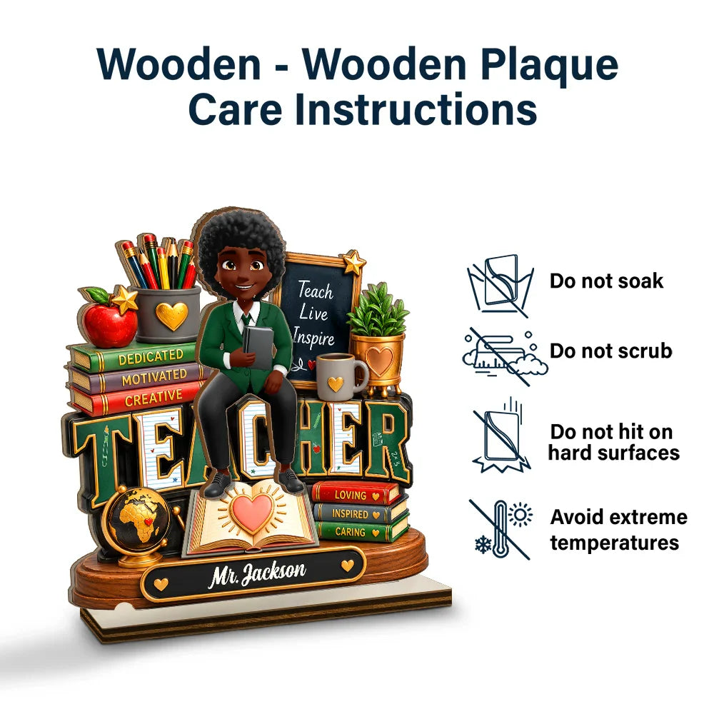 Teacher Is Dedicated Motivated And Loving - Personalized Custom Shaped 2-Layered Wooden Plaque