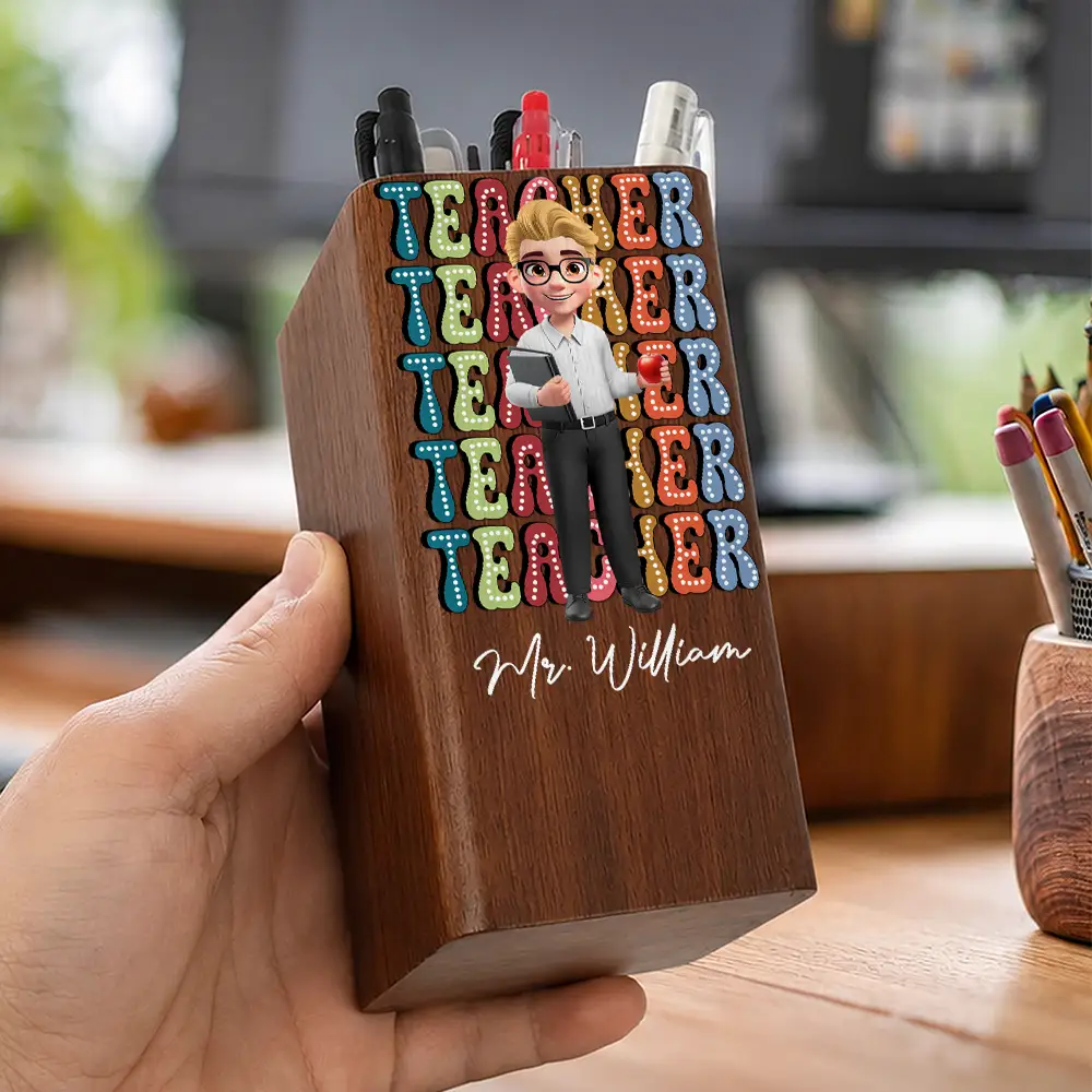 Teaching Is A Heartfelt - Personalized Pen Holder With Clock