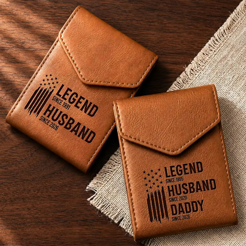 The Original Legend Legend Husband Daddy Grandpa - Personalized Leather Slim Wallet