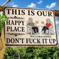 This Is Our Happy Place Retro Cartoon Couple - Personalized Classic Metal Signs