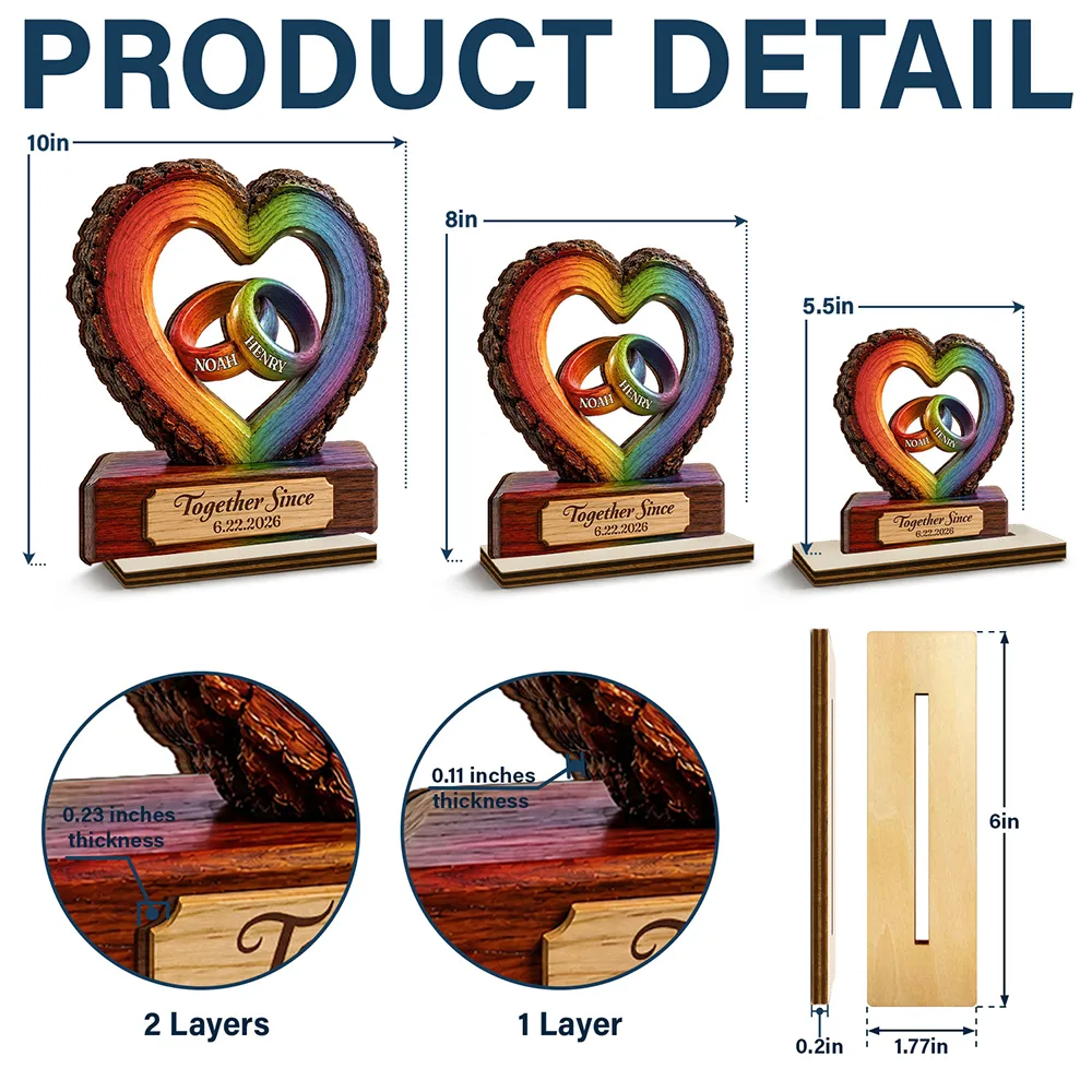 Together Forever Couple Anniversary - Personalized Custom Shaped Wooden Plaque