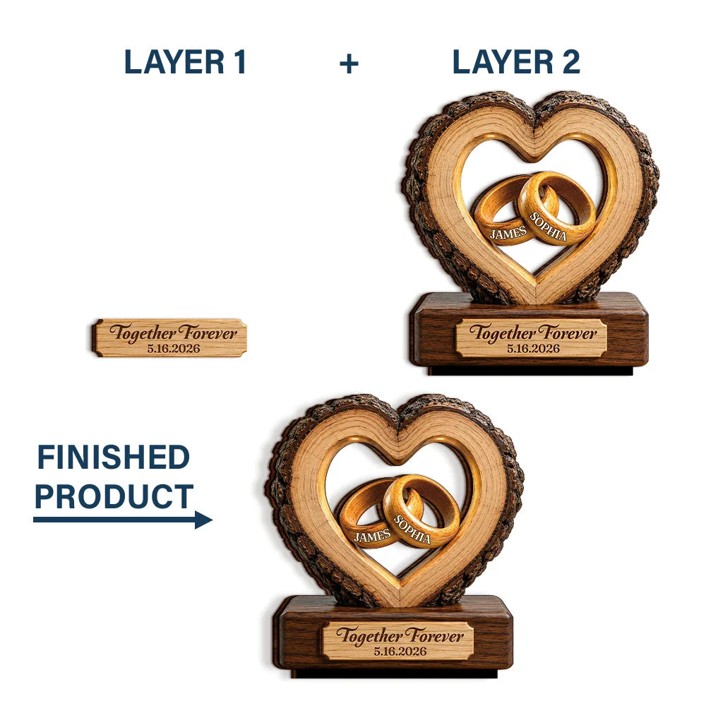 Together Forever Couple Anniversary - Personalized Custom Shaped Wooden Plaque