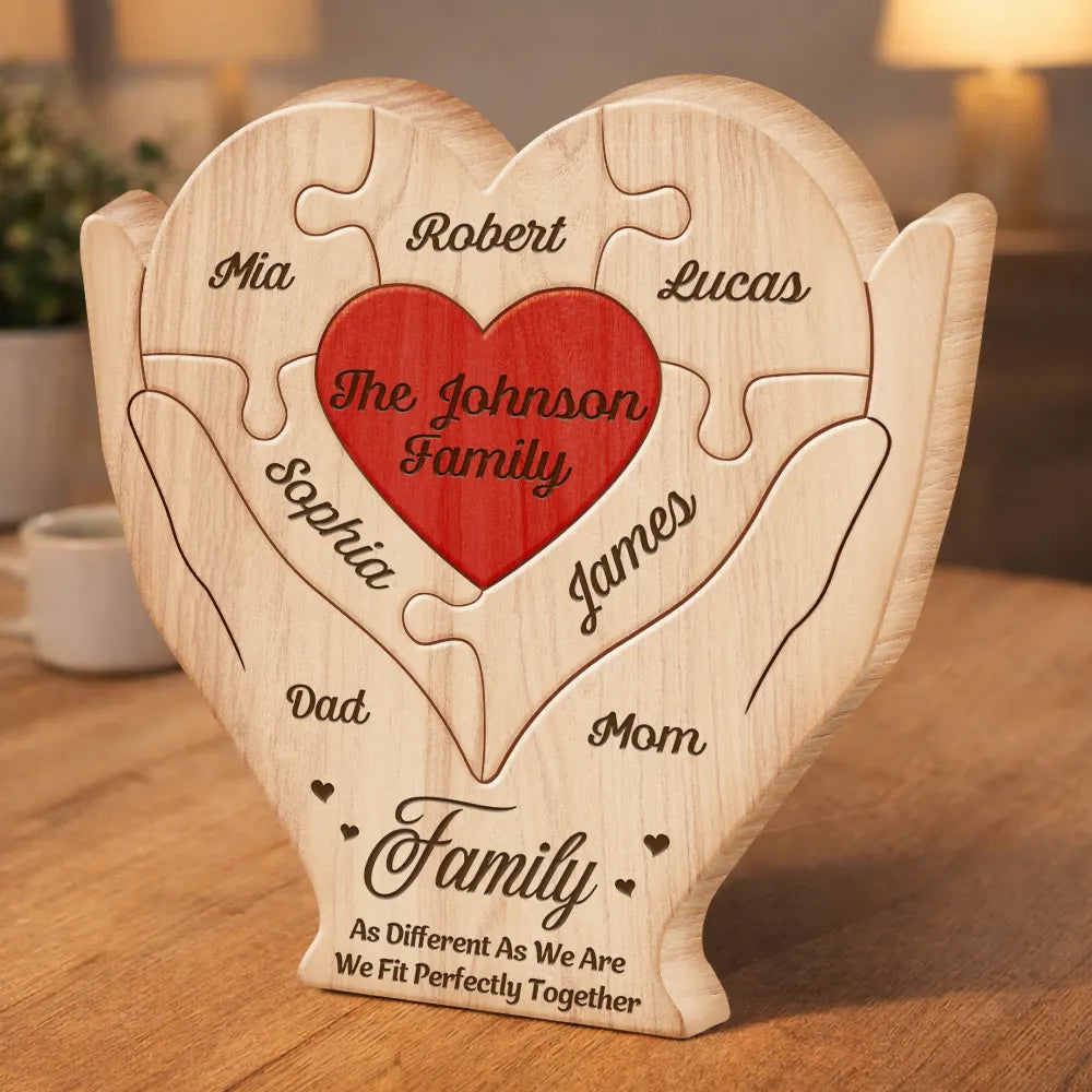 Together We Make A Family - Personalized Custom Shaped Wooden Puzzle