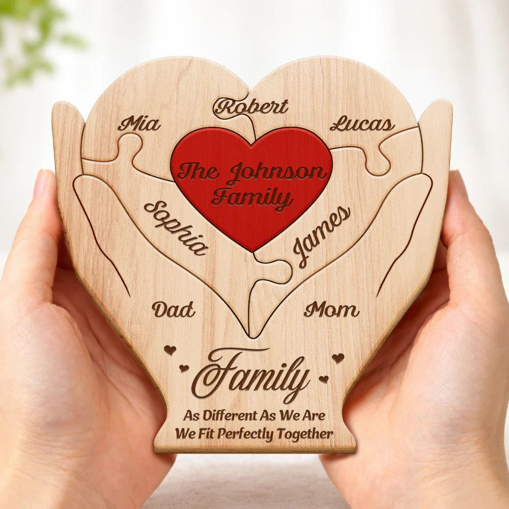 Together We Make A Family - Personalized Custom Shaped Wooden Puzzle