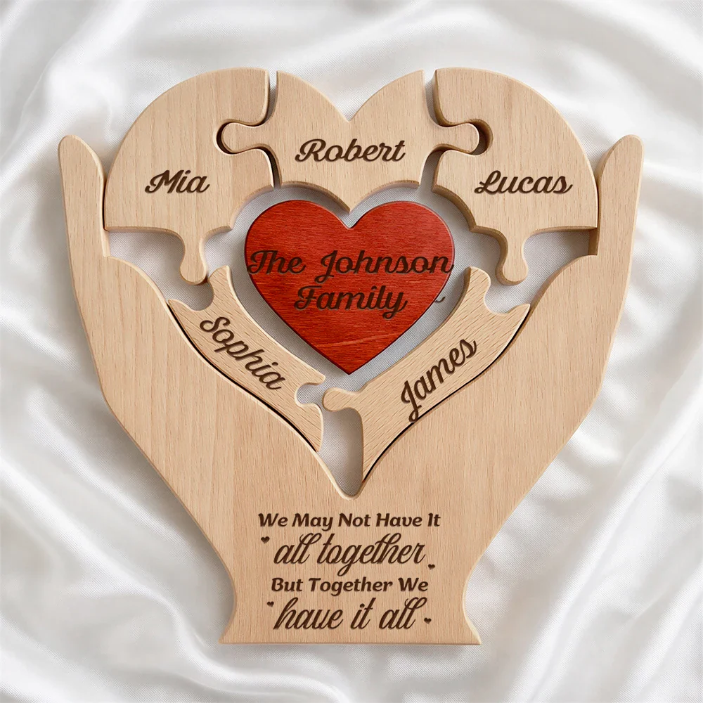 Together We Make A Family - Personalized Custom Shaped Wooden Puzzle