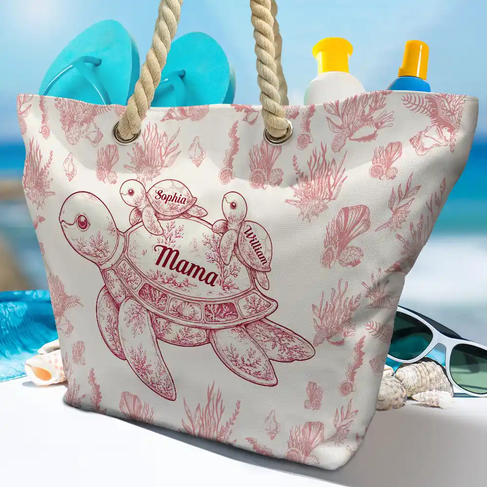 Toile De Jouy Sea Turtle - Personalized Beach Bag