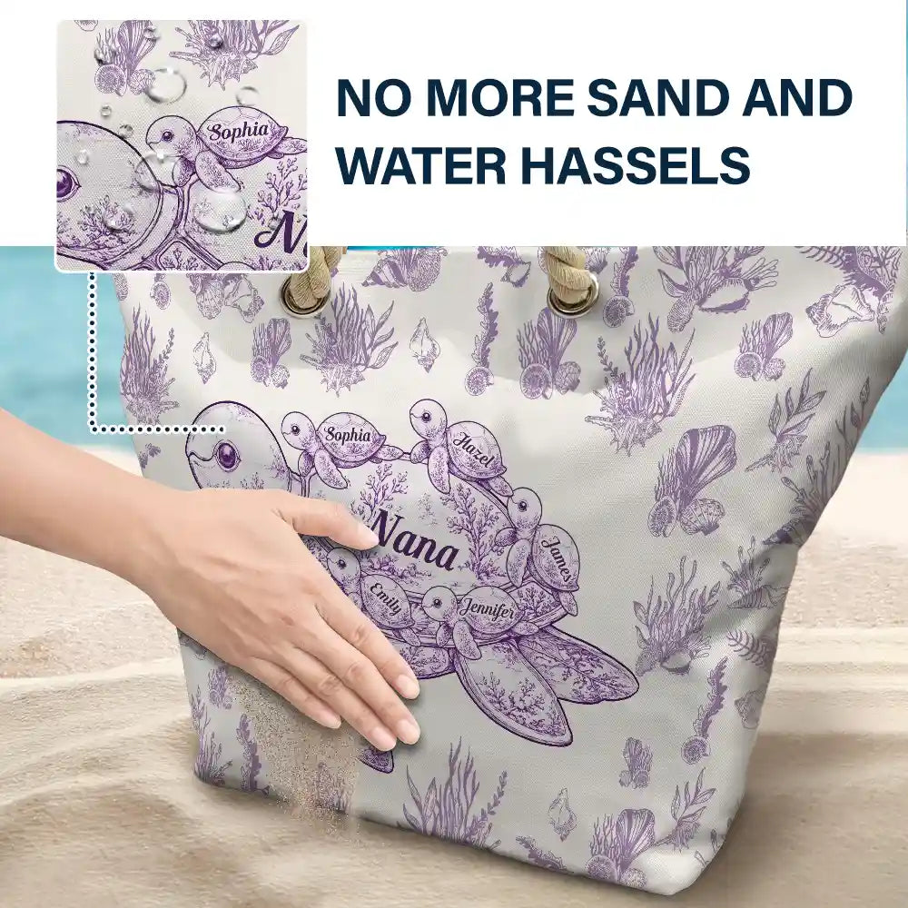 Toile De Jouy Sea Turtle - Personalized Beach Bag