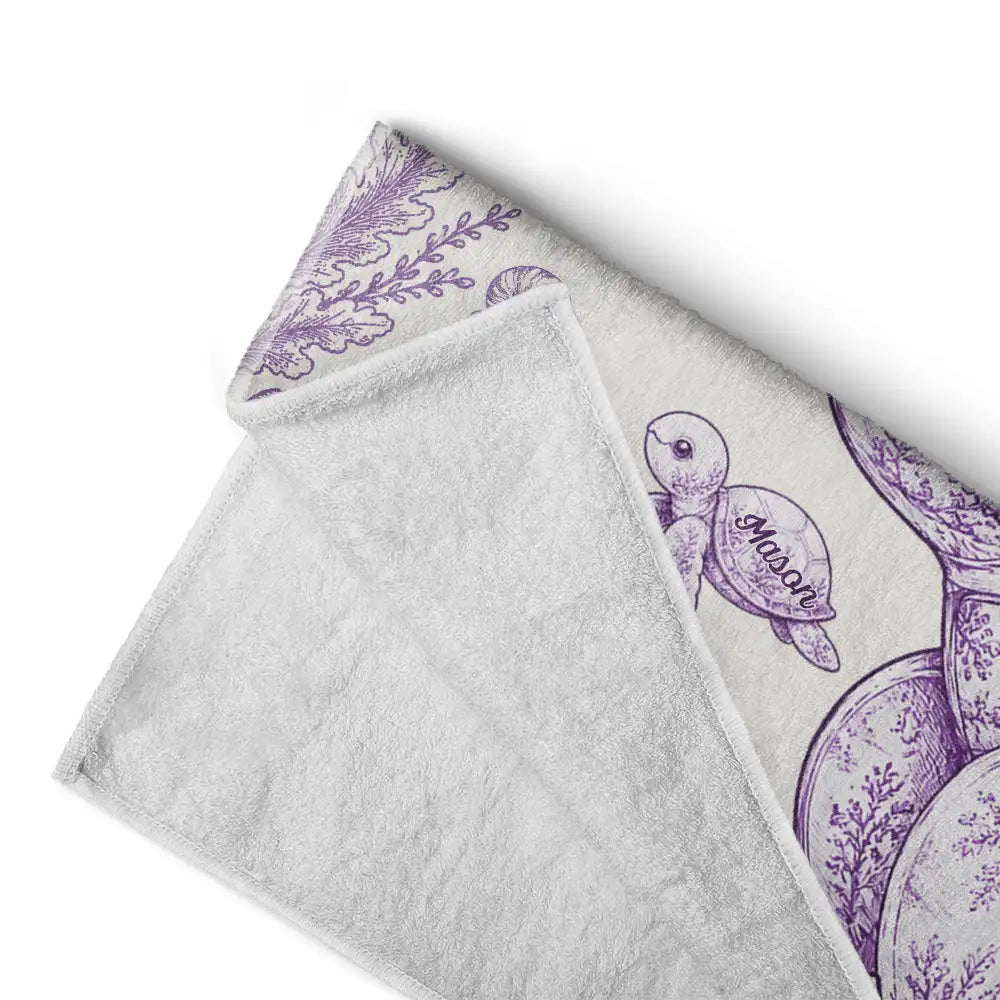 Toile De Jouy Sea Turtle - Personalized Beach Towel
