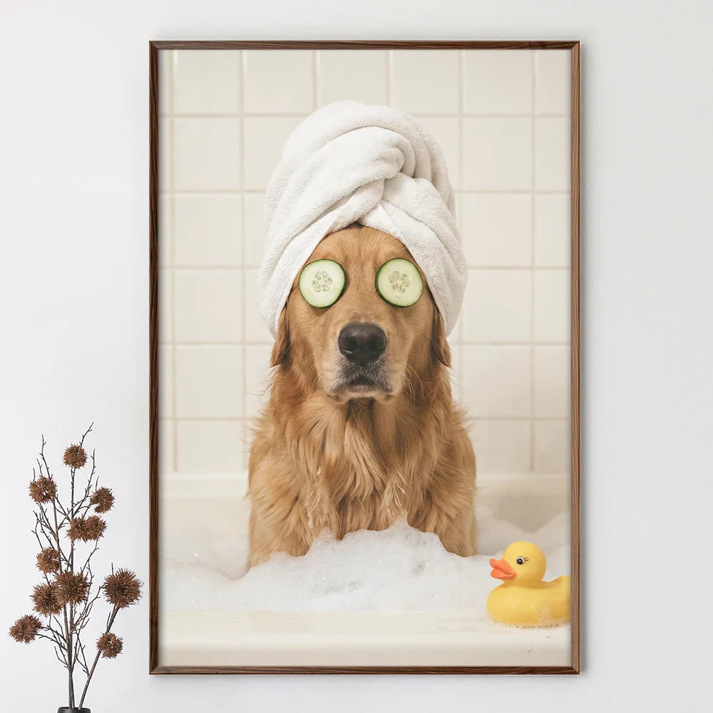 Custom Photo Funny Bathroom Pet Toilet Dog Cat - Personalized Poster