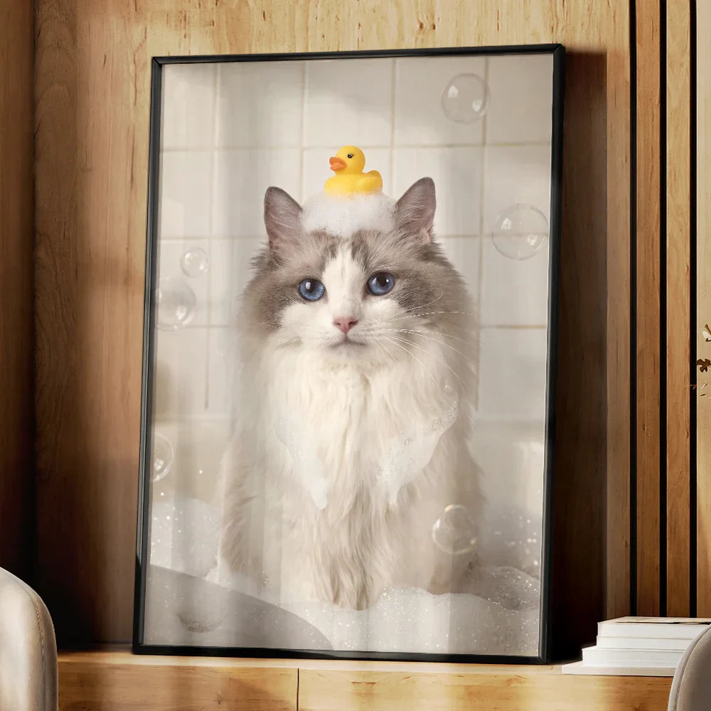 Custom Photo Funny Bathroom Pet Toilet Dog Cat - Personalized Poster