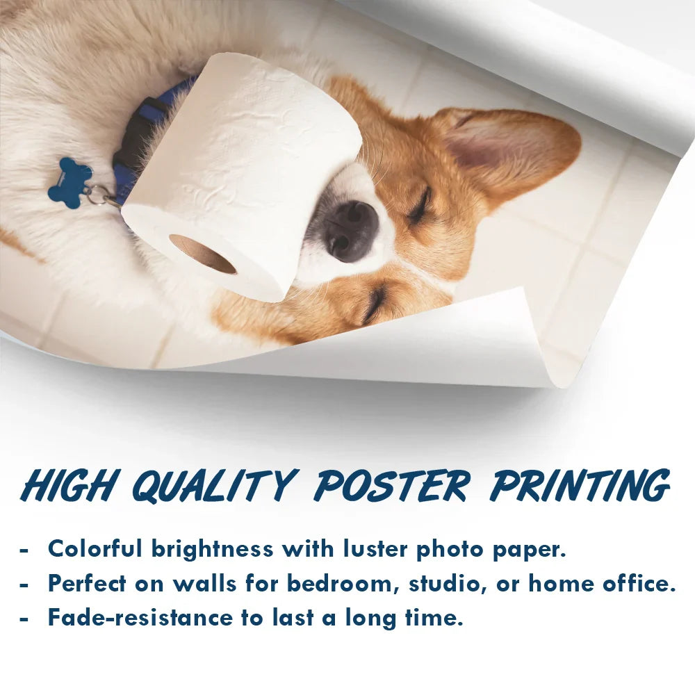 Custom Photo Funny Bathroom Pet Toilet Dog Cat - Personalized Poster