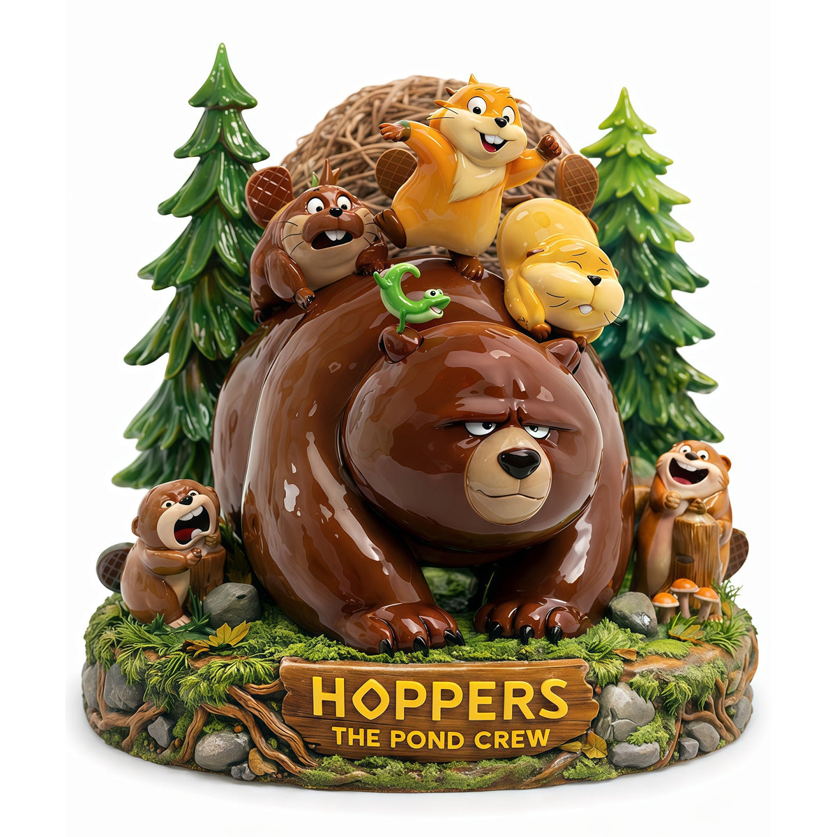 Cute Bear with Otter Friends Acrylic Plaque - Personalized Gifts For Pond Crew Plaque 02TYLU160326