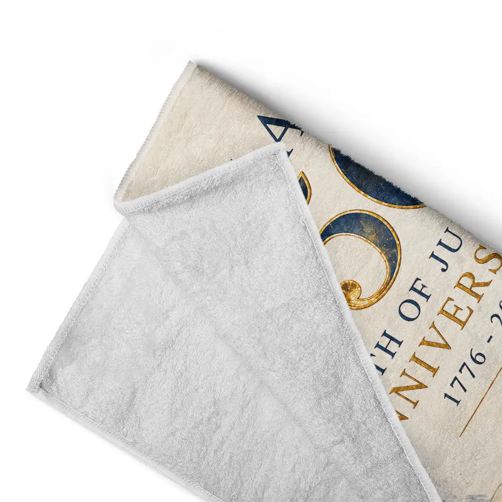 Custom Photo Watercolor With US Accessories 250th Anniversary Fourth Of July - Personalized Beach Towel