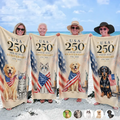Custom Photo Watercolor With US Accessories 250th Anniversary Fourth Of July - Personalized Beach Towel