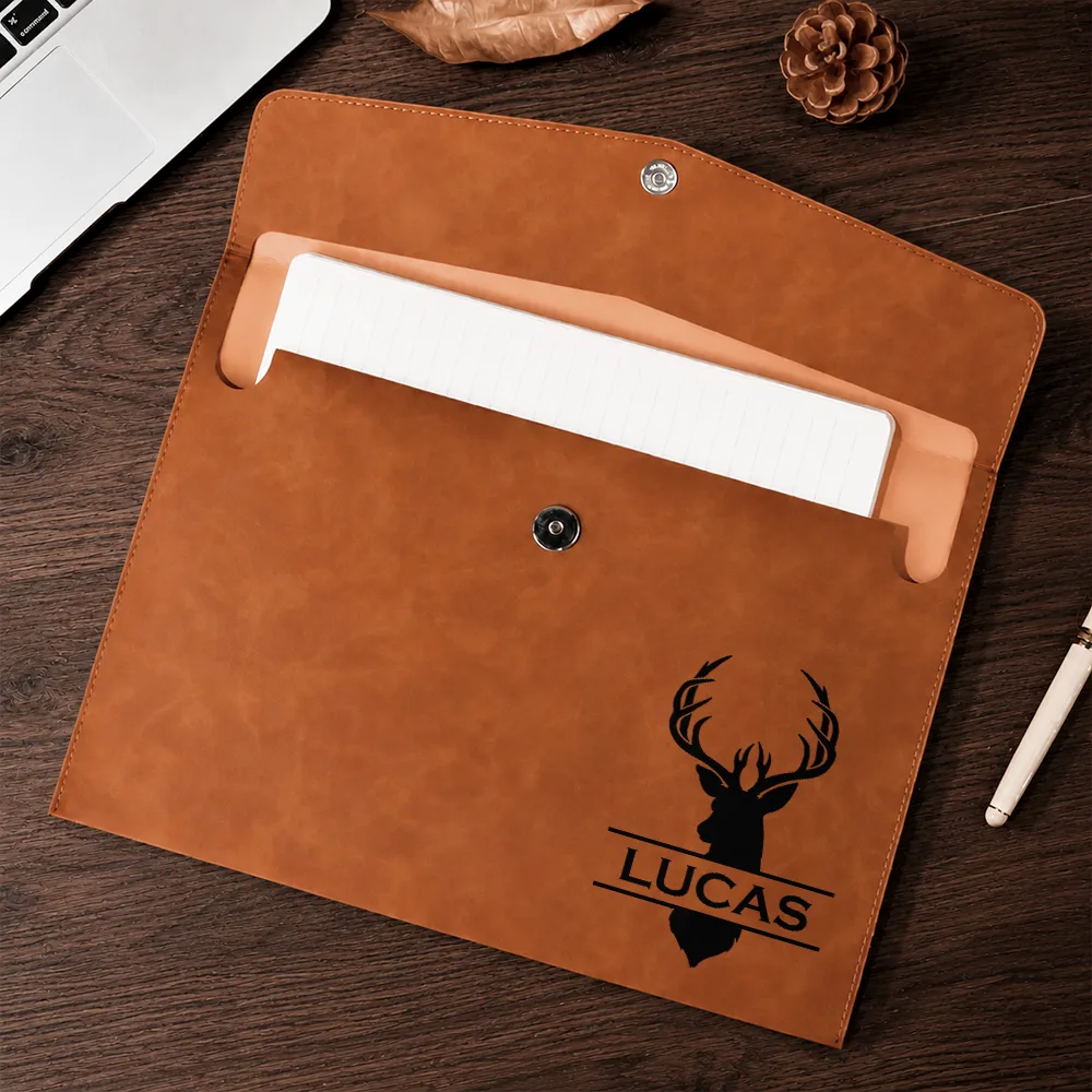 Vintage Initial And Name - Personalized Leather Sleeve