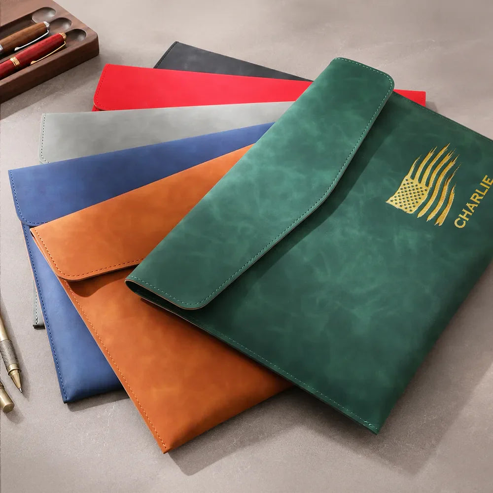 Vintage Initial And Name - Personalized Leather Sleeve