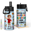 Watch Out Kindergarten Here I Come 3D Effect Kids - Personalized Kids Water Bottle
