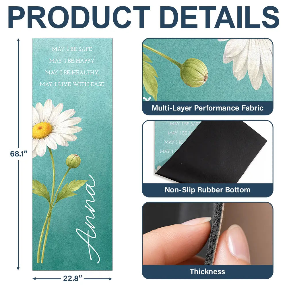 Watercolor Birth Flower With Name - Personalized Yoga Mat