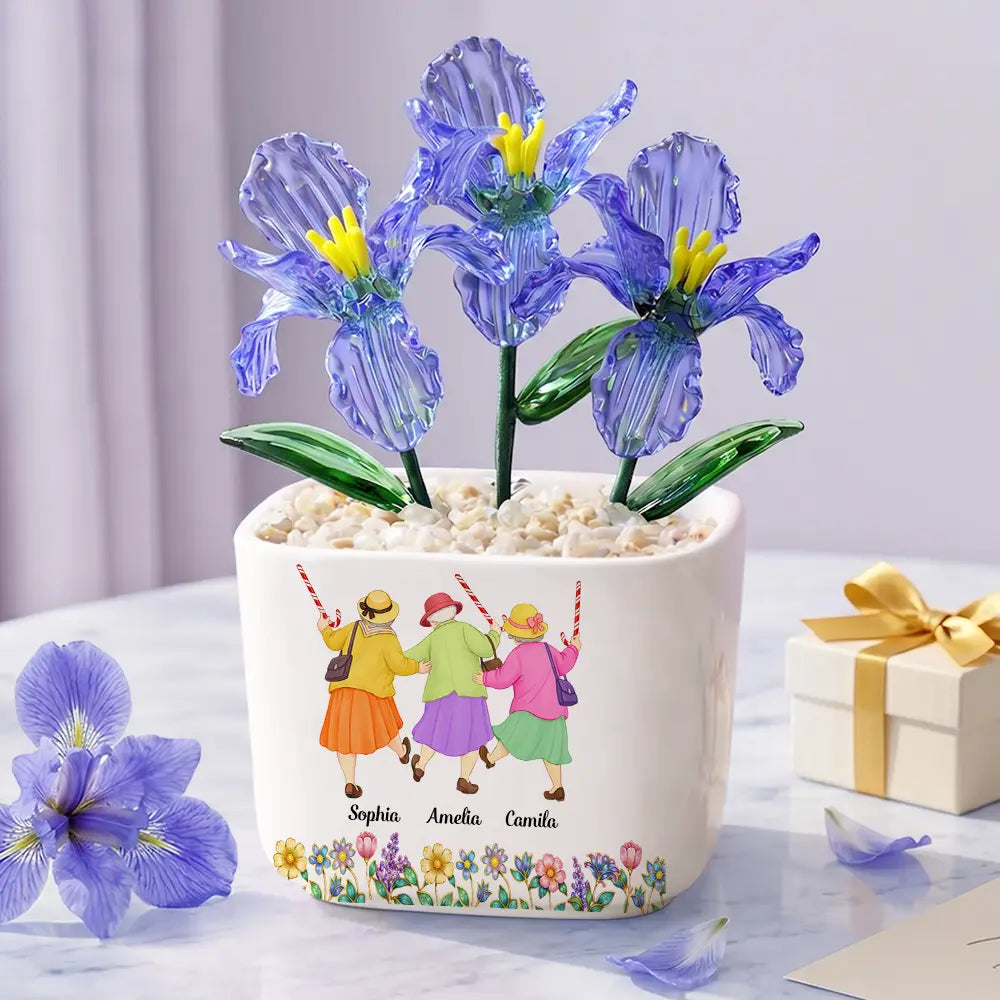 We'll Be Friends Until We're Old And Senile - Personalized Glass Flower Plant Pot
