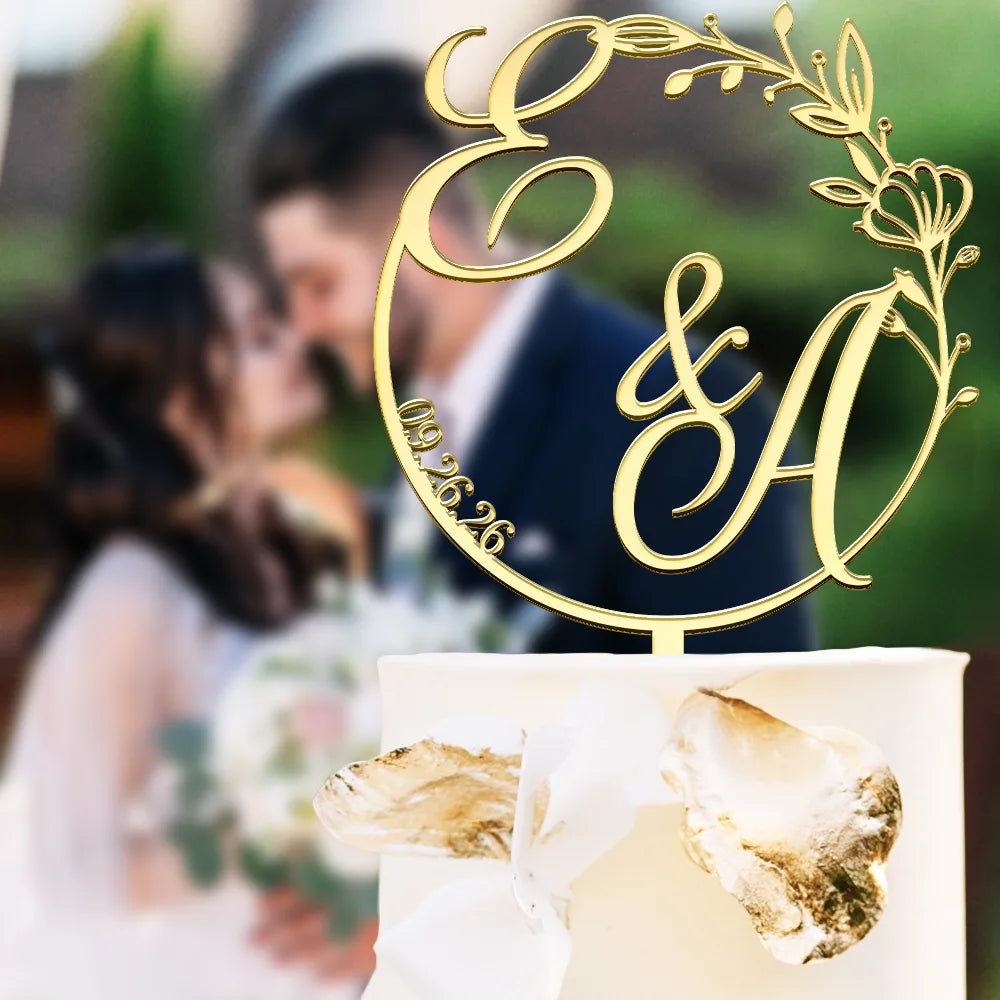 Wedding Couple Initials - Personalized Cake Topper