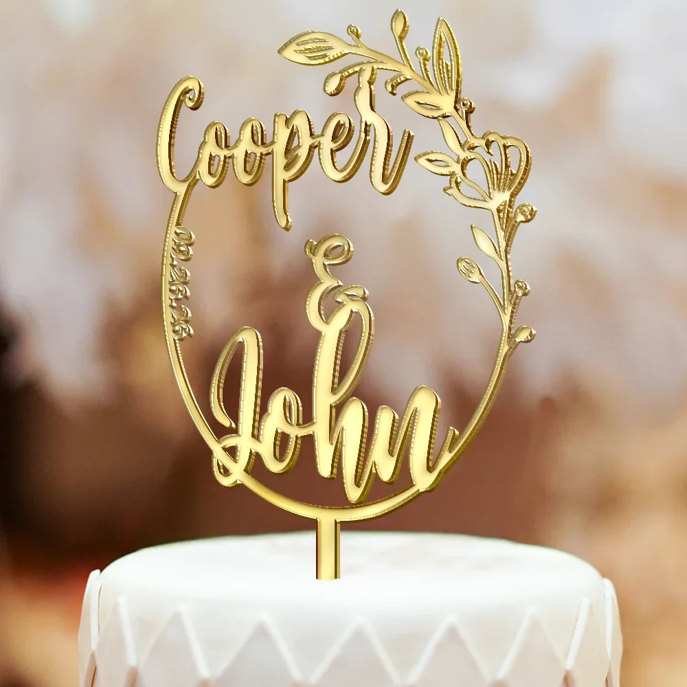 Wedding Couple Initials - Personalized Cake Topper