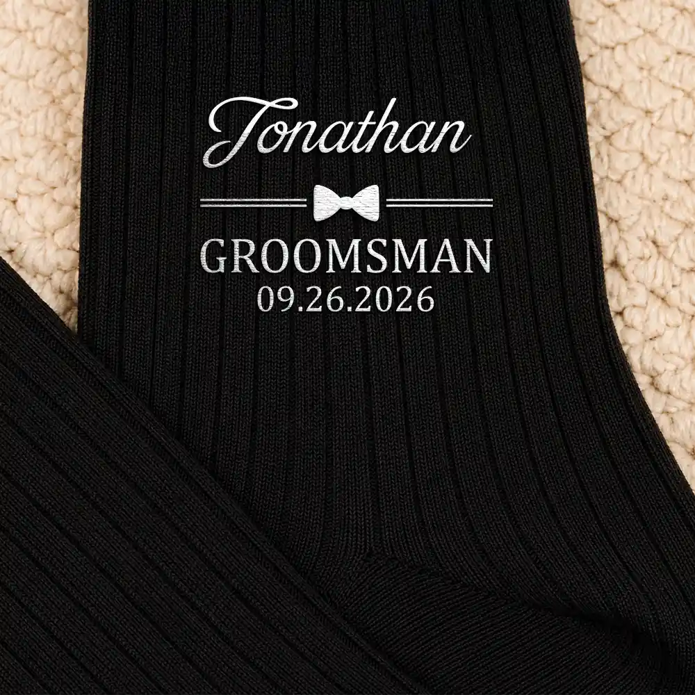 Wedding Groom Best Man Groomsman - Personalized Embroidered Socks