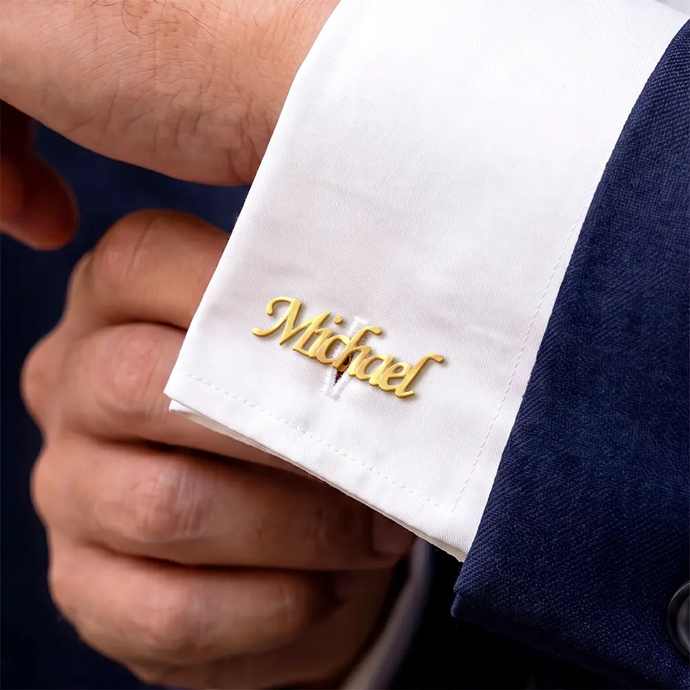 Wedding Men Groomsman Simple Name - Personalized Cufflinks