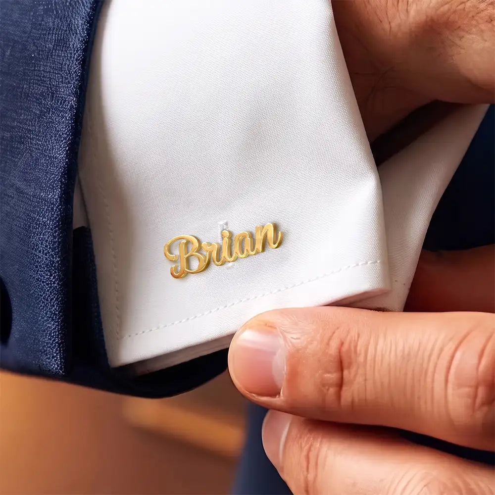 Wedding Men Groomsman Simple Name - Personalized Cufflinks
