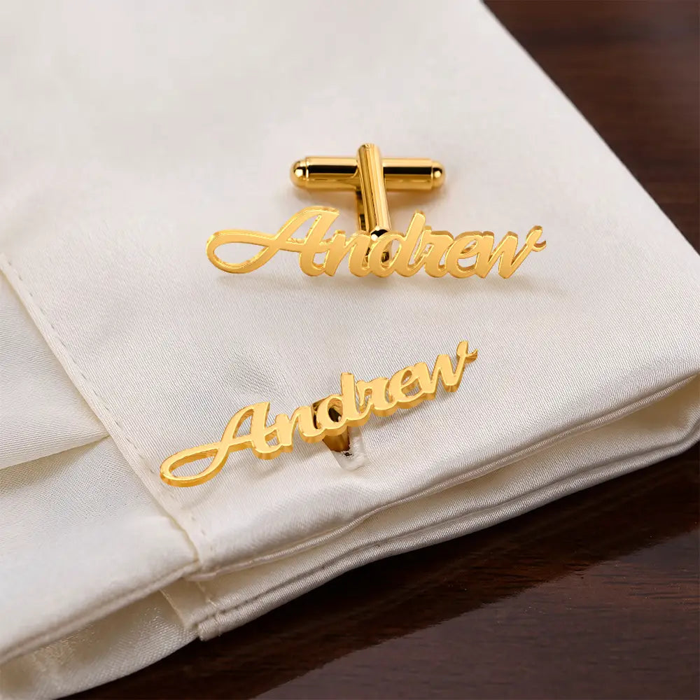 Wedding Men Groomsman Simple Name - Personalized Cufflinks