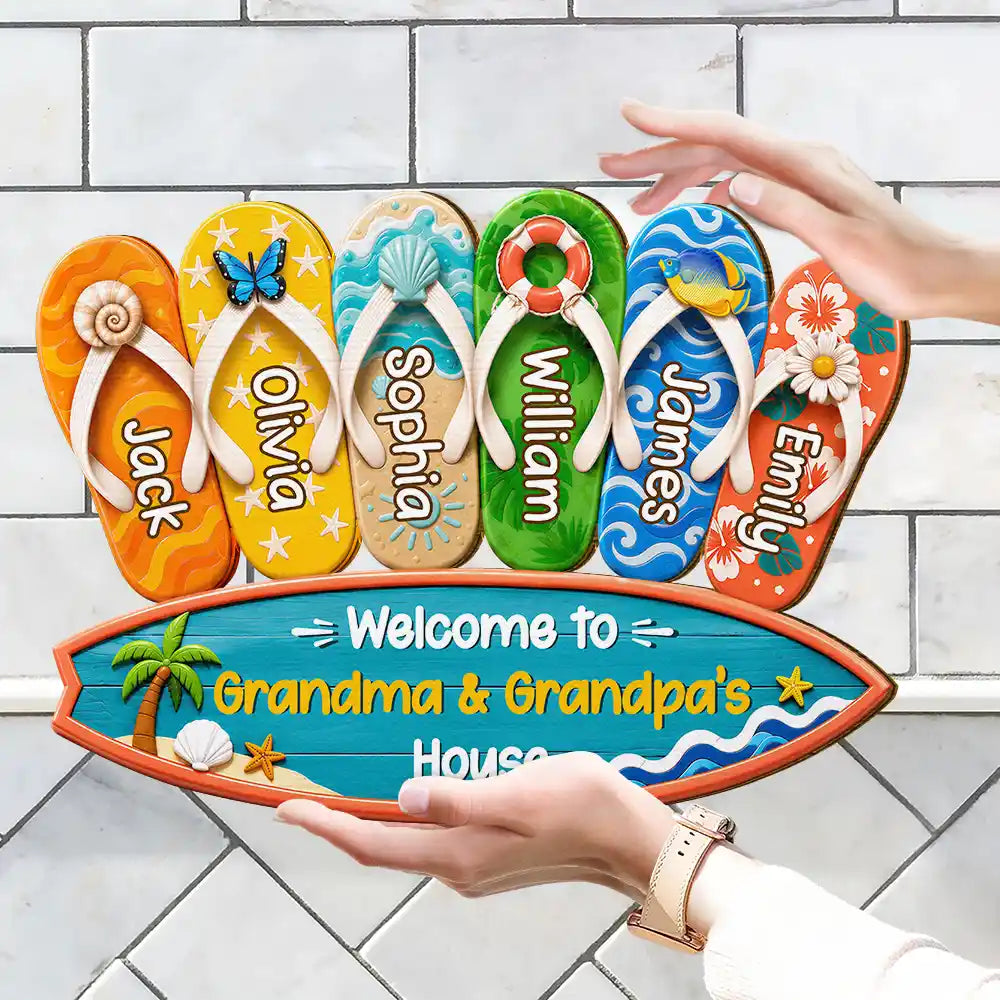 Welcome To Grandma Grandpa House - Personalized Custom Shaped Wood Sign