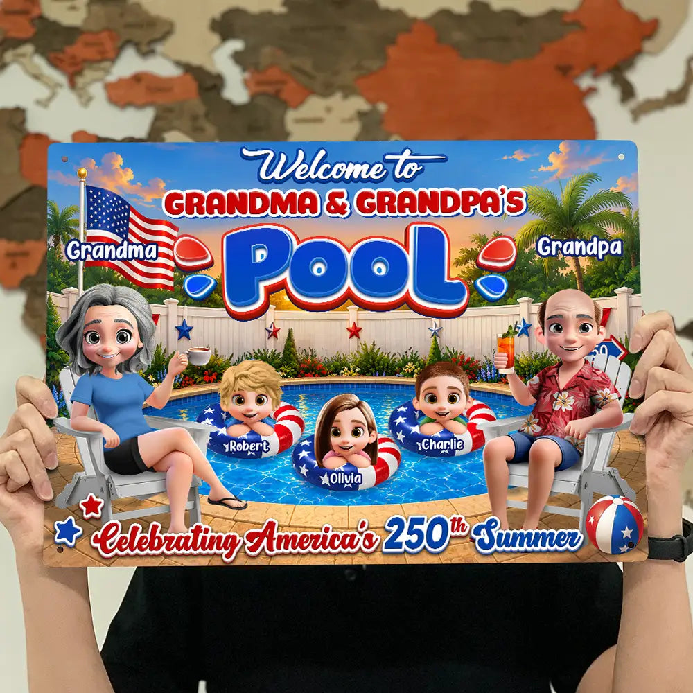 Welcome To Grandma Grandpa Pool 250th Anniversary - Personalized Classic Metal Signs