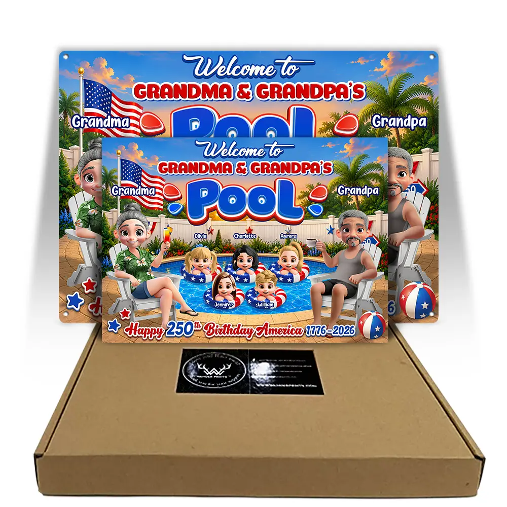 Welcome To Grandma Grandpa Pool 250th Anniversary - Personalized Classic Metal Signs