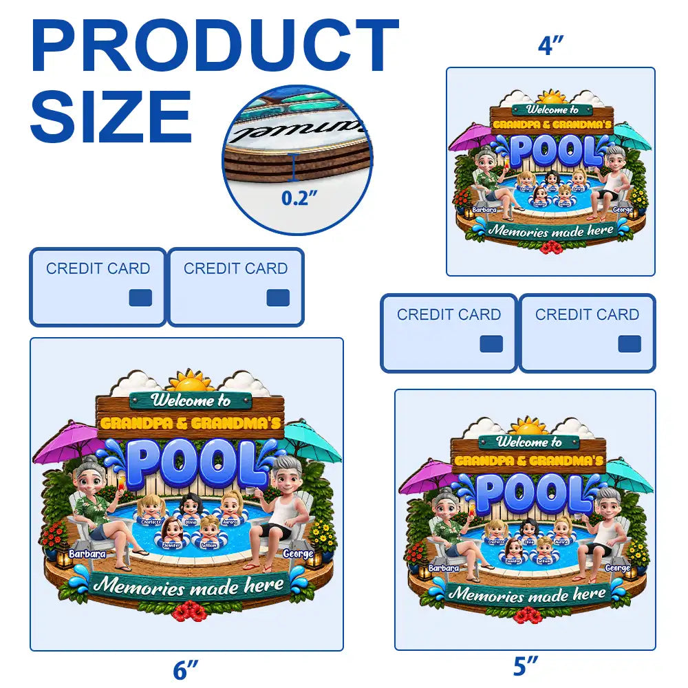 Welcome To Grandma Grandpa Pool Summer - Personalized Custom Shaped Wood Sign