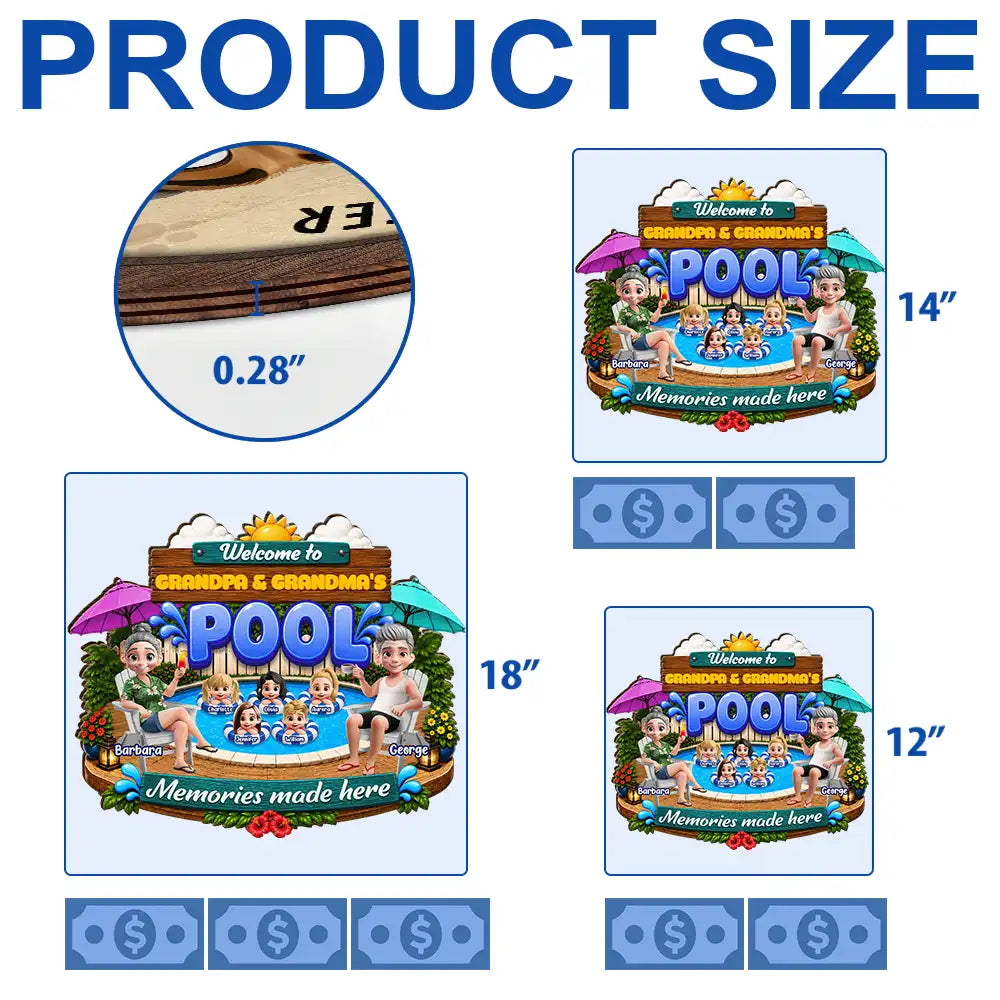 Welcome To Grandma Grandpa Pool Summer - Personalized Custom Shaped Wood Sign