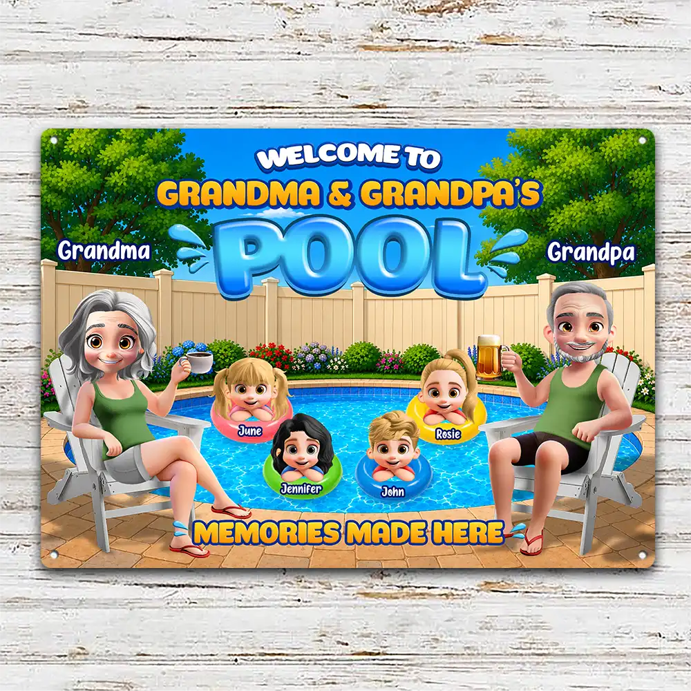 Welcome To Grandparents Pool Summer - Personalized Classic Metal Signs
